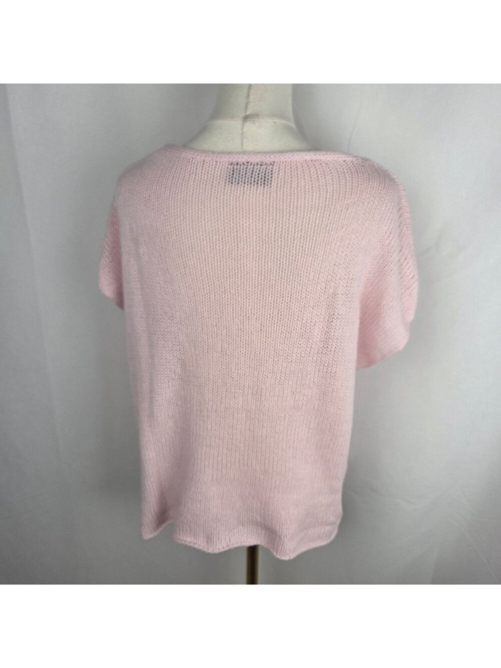 Wooden Ships American Flag Heart Sweater Top L Pink Open Knit Short Sleeve Beach - Picture 5 of 9